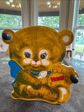 Vintage Wooden Bear Book Shelf Holder organizer nursery decor
